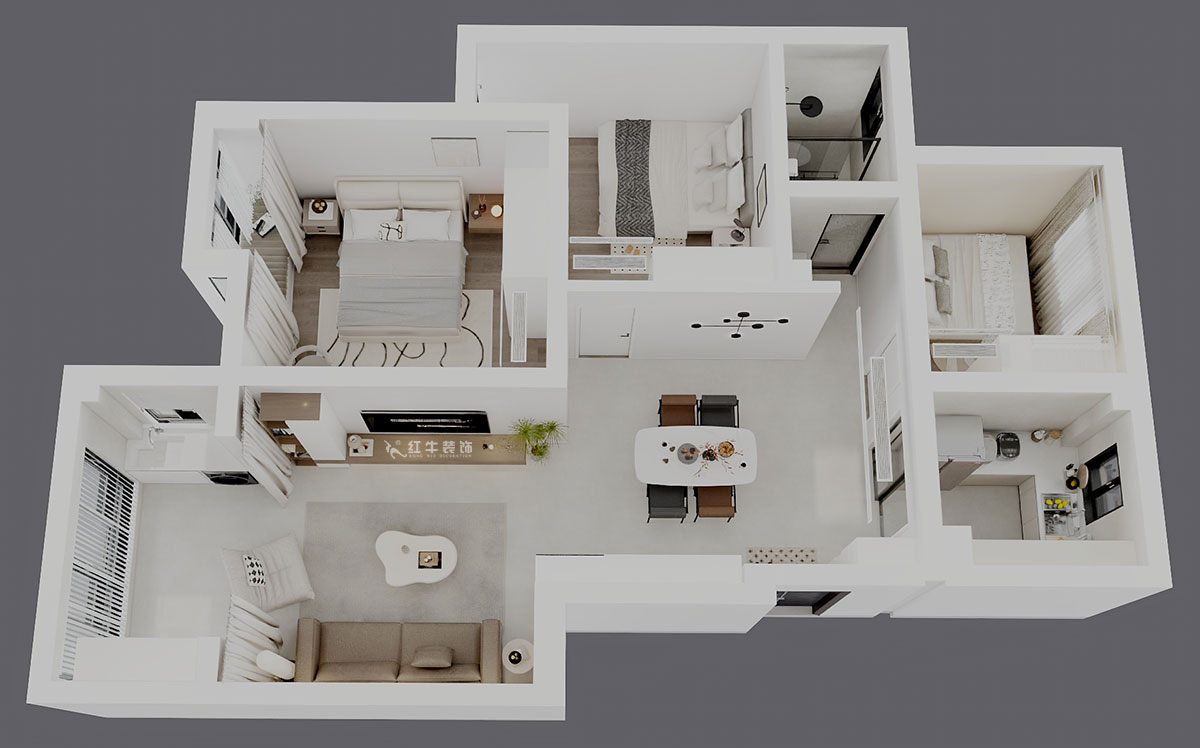 刘晓芳｜紫金铭苑3-2-504-90㎡-极简奶油风格｜3室2厅1卫｜新房装修｜定制家｜全包13